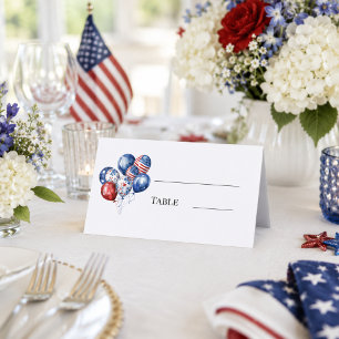 Carte De Placement Balloons rouges et blancs patriotiques USA pour fê