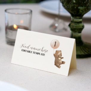 Carte De Placement Ballotte d'ours moderne 1er Anniversaire Tente Car