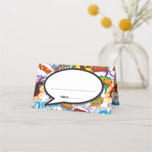 Carte De Placement Bande dessinée amusante avec bulles de dialogue mo