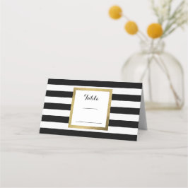 Carte De Placement Bandes noires et blanches avec table Mariage Gold 