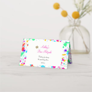 Carte De Placement Bar Mitzvah, Éclaboussures de peinture colorées, P