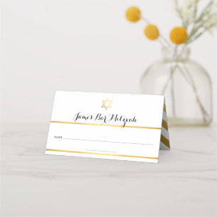 Carte De Placement BAR MITZVAH moderne design simple or foil star