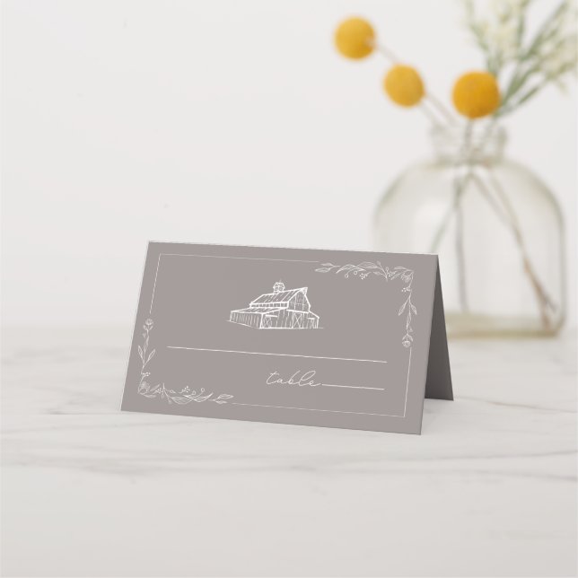Carte De Placement Barne Rustique Amethyst Grey Mariage Carte de plac (Devant)