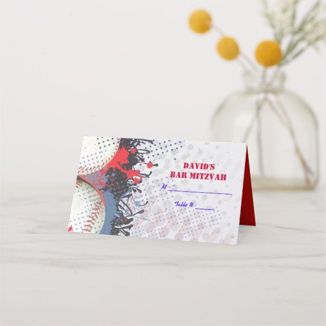 Carte De Placement BASEBALL SPLATTER Bar Mitzvah Carte de siège (Devant)
