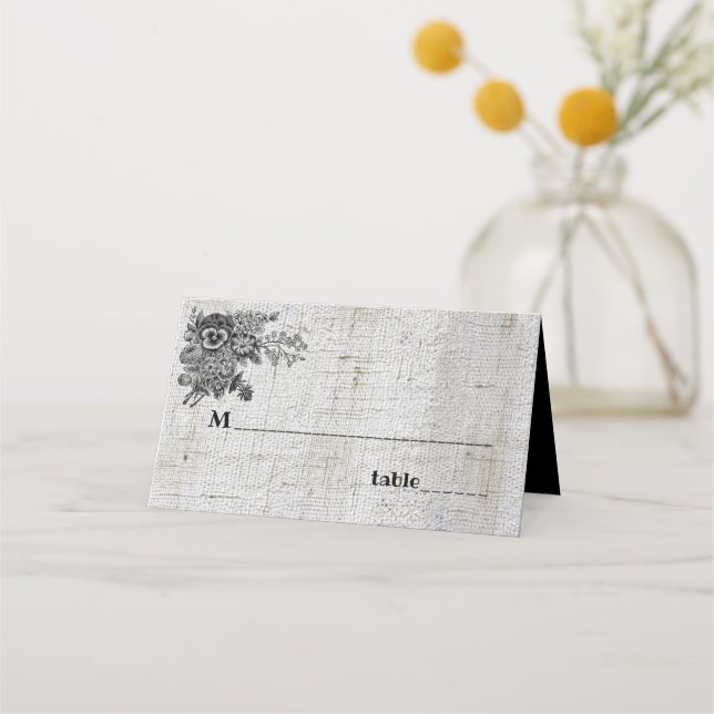 Carte De Placement Beau Mariage de Fleurs Noir & Gris (Devant)