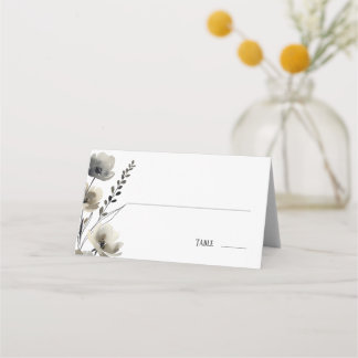 Carte De Placement Beige Neutral Floral Wedding