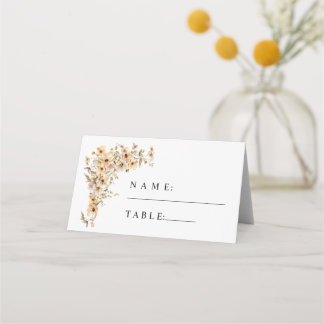 Carte De Placement Beige Wild Flowers Wedding Place Card