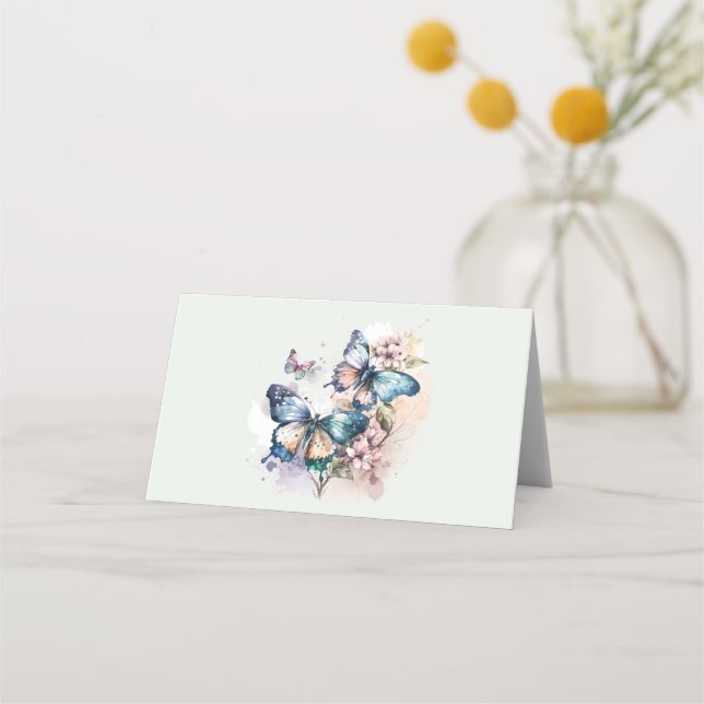 Carte De Placement Belles papillons et fleurs (Devant)