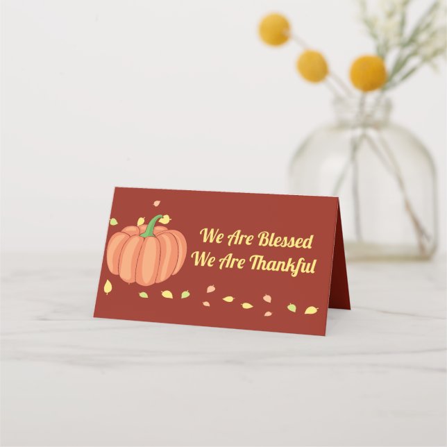 Carte De Placement Béni et honoré Thanksgiving Citrouille automne (Devant)