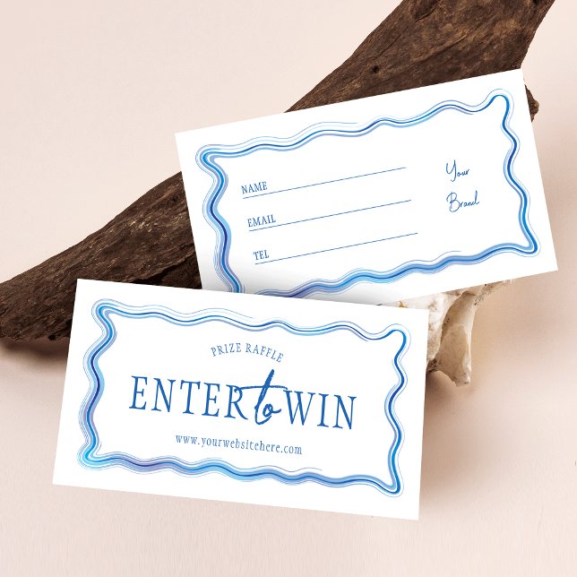 Carte De Placement Billet Bleu Bleu Bleu Bleu Bleu Professionnel Logo (Elegant hand-drawn blue watercolor Enter to Win raffle tickets for your business or private event)