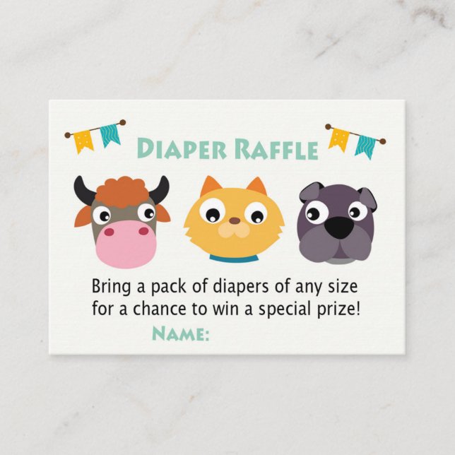 Carte De Placement Billets Barnyard Diaper Raffle (Devant)
