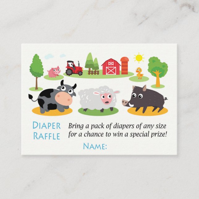 Carte De Placement Billets Barnyard Diaper Raffle (Devant)