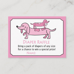 Carte De Placement Billets rose Dachshund Diaper Raffle