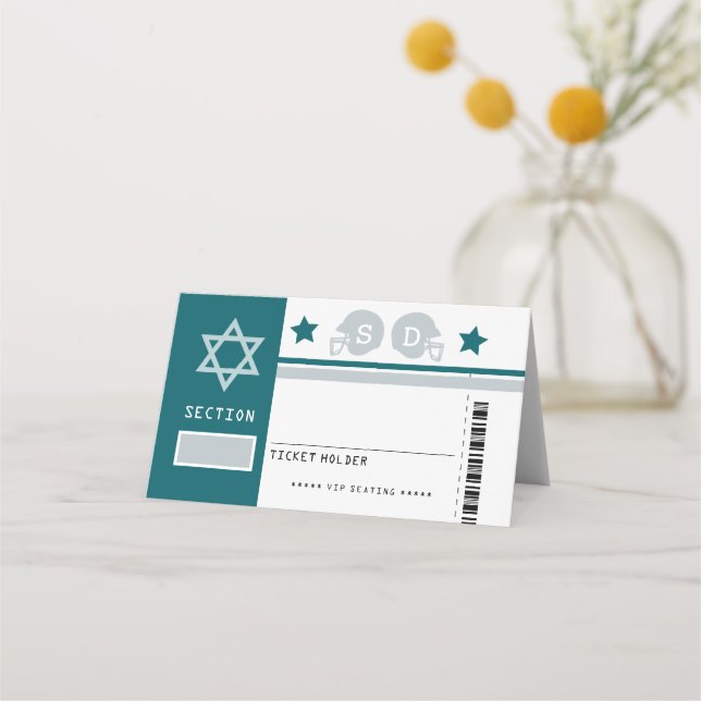 Carte De Placement Billetterie Green Grey Bat mitzvah Siège (Devant)