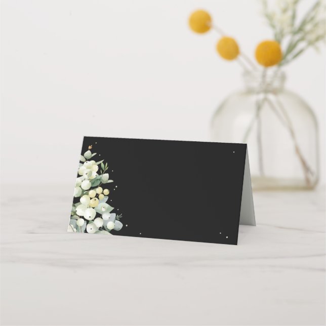 Carte De Placement Black Snowberry + Eucalyptus Mariage (Devant)