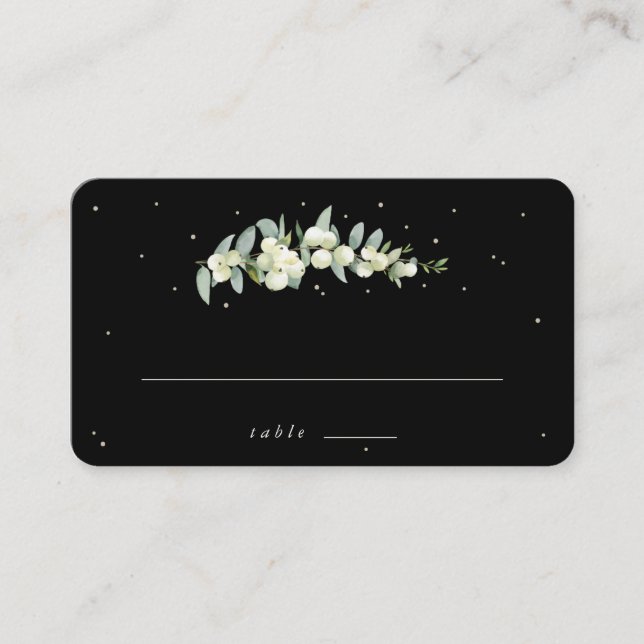 Carte De Placement Black Snowberry + Eucalyptus Mariage plat (Devant)