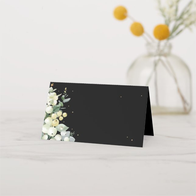 Carte De Placement Black Snowberry+Eucalyptus Noël replié (Devant)
