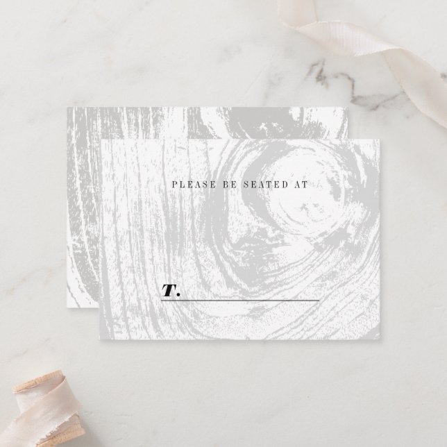 Carte De Placement Blanc Classique Rustique Bois Chic Mariage d'hiver (Devant/Arrière en situation)