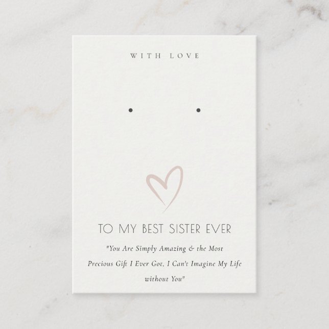 CARTE DE PLACEMENT BLANC COEUR MEILLEUR SOEUR CADEAU ÉCRAN (Devant)