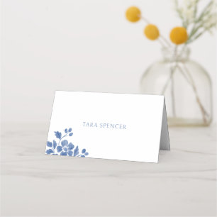 Carte De Placement Blanc et bleu Mariage floral