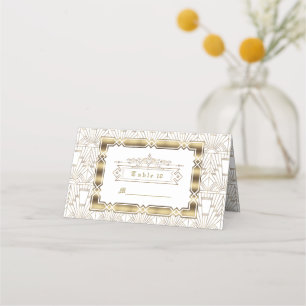 Carte De Placement Blanc noir Art déco Gatsby 1920 Style Mariage