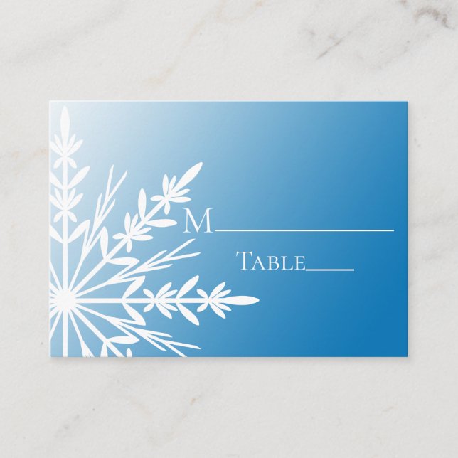 Carte De Placement Blanche-Neige sur Blue Winter Wedding (Devant)