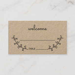 Carte De Placement Blank Rustic Laurels Kraft Mariage papier