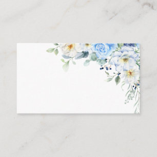 Carte De Placement Bleu clair, Marine, Aquarelle blanche d'hiver Flor