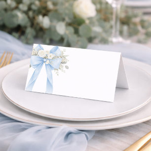 Carte De Placement Bleu Coquette Bow Eucalyptus Bébé Garçon