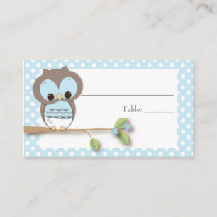 Carte De Placement Bleu de Placecard   de bébé de hibou