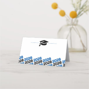 Carte De Placement Bleu et noir capuchon de graduation Étiquette plia