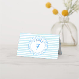 Carte De Placement Bleu Mariage de plage nautique Numéro de tableau C