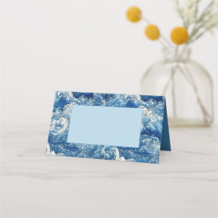 Carte De Placement Bleu océan brisant les vagues