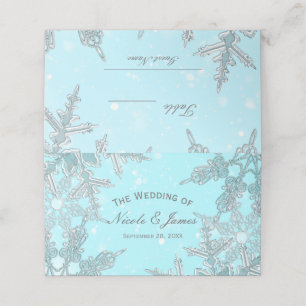 Carte De Placement Bleu Winter Wonderland Snowflakes Table Mariage