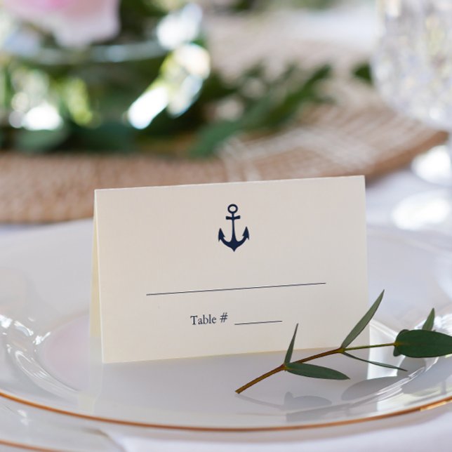 Carte De Placement Blue Ancre Nautical Yacht Club Mariage (Créateur téléchargé)