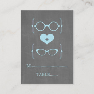 Carte De Placement Blue Geeky Lunettes Chalkboard Plaques