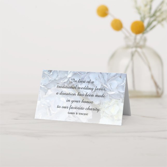 Carte De Placement Blue Hydrangea Fleurs Mariage Charity Favorisent (Devant)