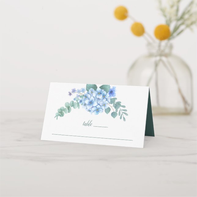 Carte De Placement Blue Hydrangea Floral Mariage (Devant)