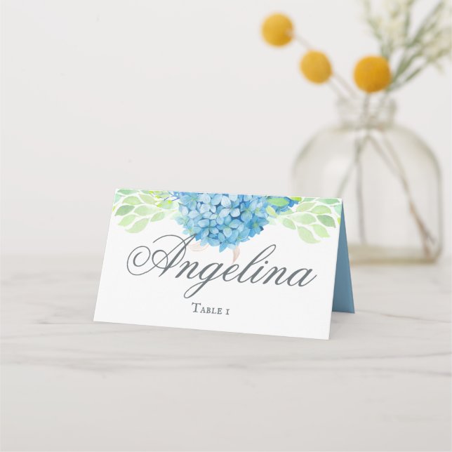 Carte De Placement Blue Hydrangea Sophisticated Mariage (Devant)