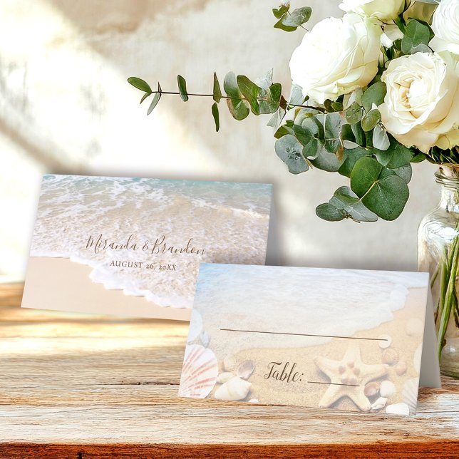 Carte De Placement Blue Ocean Waves Plage tropicale Mariage (Créateur téléchargé)