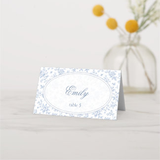 Carte De Placement Blue & White Vintage Floral Wedding place card