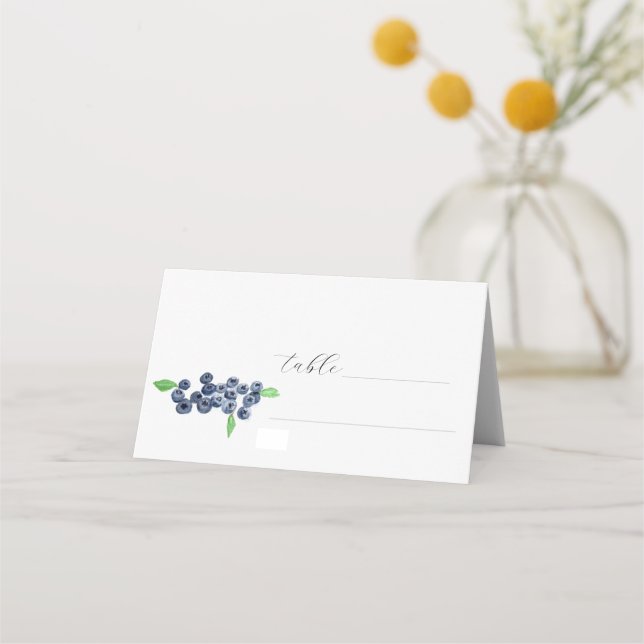 Carte De Placement Blueberries Fruit Aquarelle Mariage rustique (Devant)