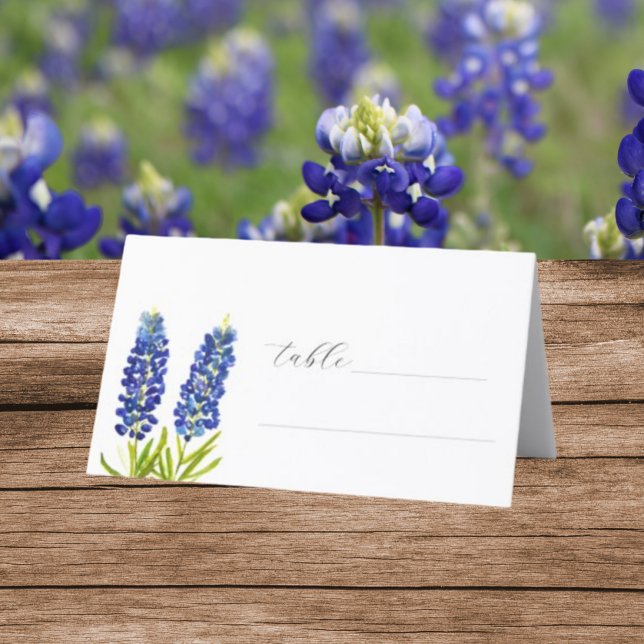 Carte De Placement Bluebonnets Aquarelle Texas Flower Floral Mariage (Créateur téléchargé)