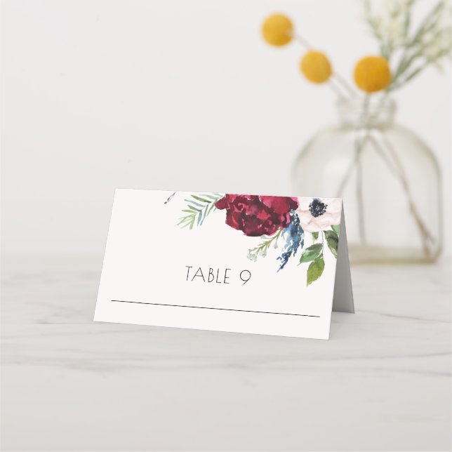 Carte De Placement Blush, Navy Blue & Burgundy Mariage Escort (Devant)
