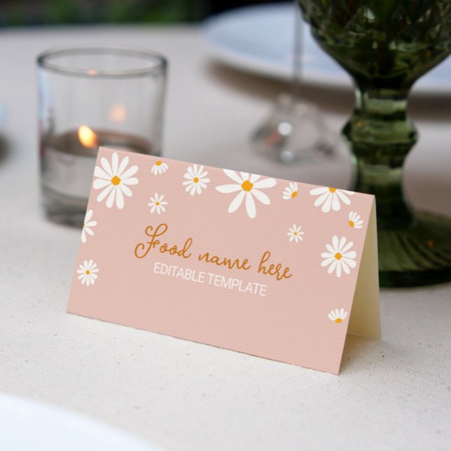 Carte De Placement Blush Rose Daisy Anniversaire Carte Place (Créateur téléchargé)