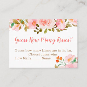 Carte De Placement Blush Rose Floral Devinez Combien De Baisers Jeu