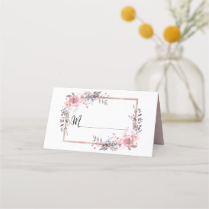 Carte De Placement Blush & Rose Gold encadré Numéro de table Nom du s