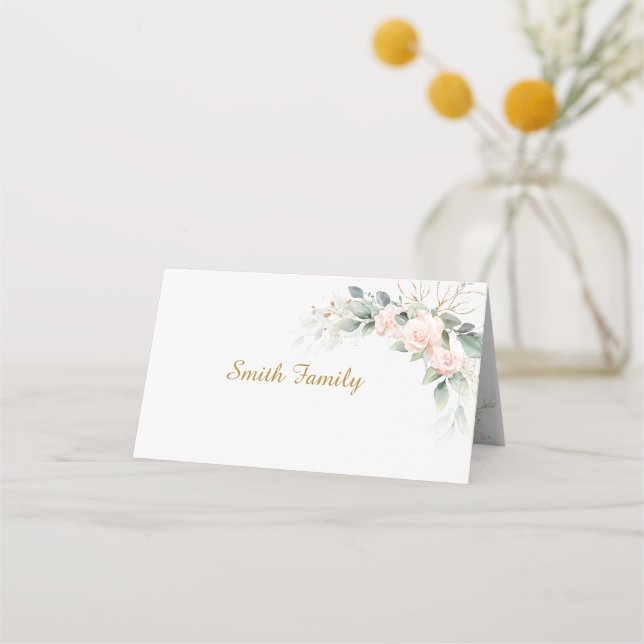 Carte De Placement BlushFloralWeddingLieu Famille de Détenteurs (Devant)