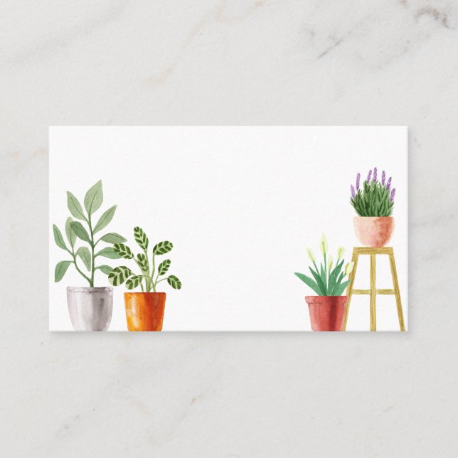 Carte De Placement Boho Aquarelle Poted Houplant Mariage (Devant)
