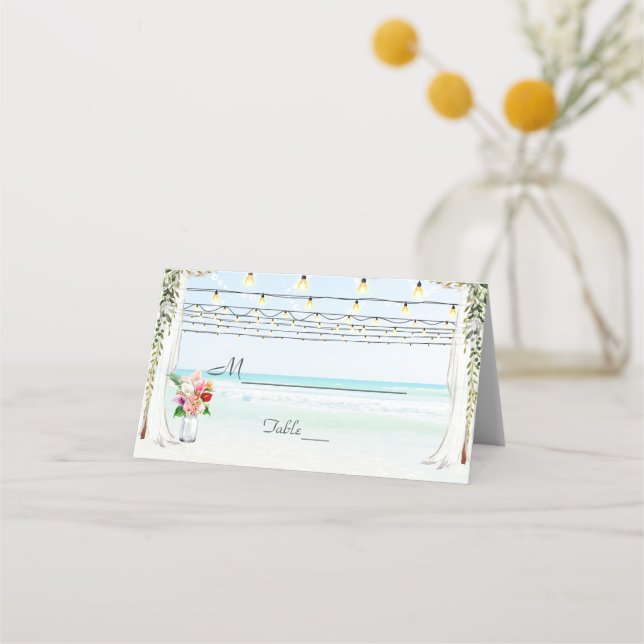 Carte De Placement Boho Canopy Bourgogne Floral Beach Maui Mariage (Devant)